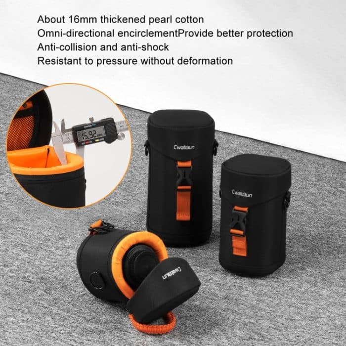 Cwatcun D157 DSLR-Kamera-Objektivtubus, stoßfest, verdickte Digitalobjektivtasche, Flip-Objektivtasche, Medium Black, Large Black, Extra Large Black – Bild 8