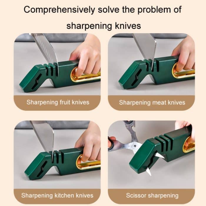 4 in 1 Messerschärfer 4-stufiger Schnellschleifstein für die Küche Manuelles Schärfwerkzeug – Bild 10