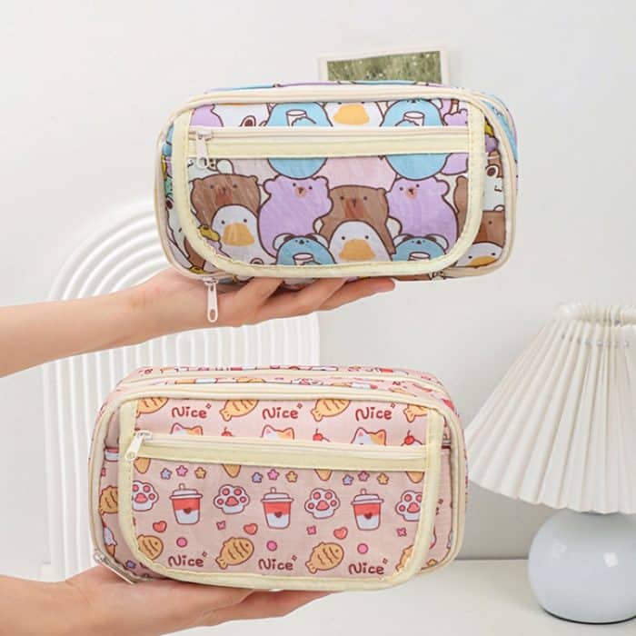 Große Kapazität Wasserdichte Mehrschichtige Schreibwarentasche Transparentes PVC-Federmäppchen – Bild 8