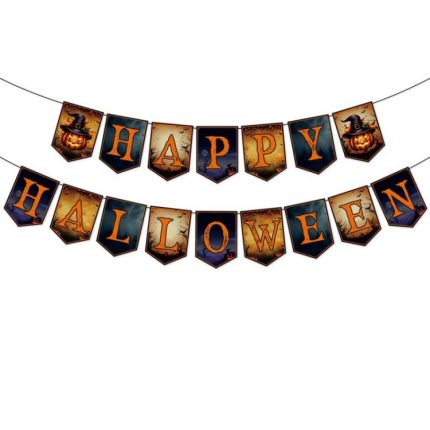 Halloween Dekoration Wand Aufkleber Hängen Anhänger Party Horror Banner Dekoration, Alphabet Pull Flags, 12pcs Spider Cards + Dots Glue