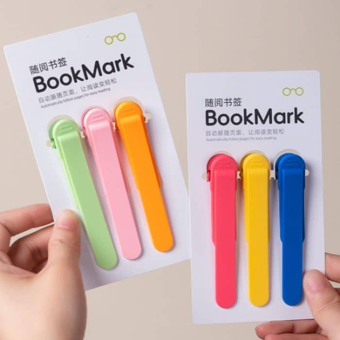 Lesezeichenclip aus Silikon, automatische Seitenaufzeichnung, Lesetool, 3pcs Rose Red + Yellow + Blue, 3pcs Green + Pink + Orange, 6pcs /Set – Bild 5