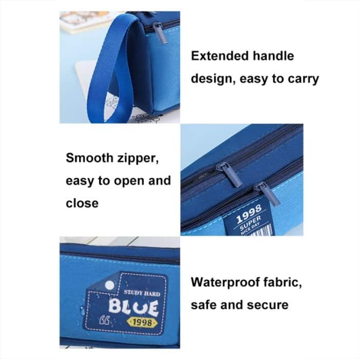 Doppellagiges Federmäppchen im Retro-Dreieck-Design für Schüler – Bild 3