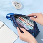 Doppellagiges Federmäppchen im Retro-Dreieck-Design für Schüler – Bild 5