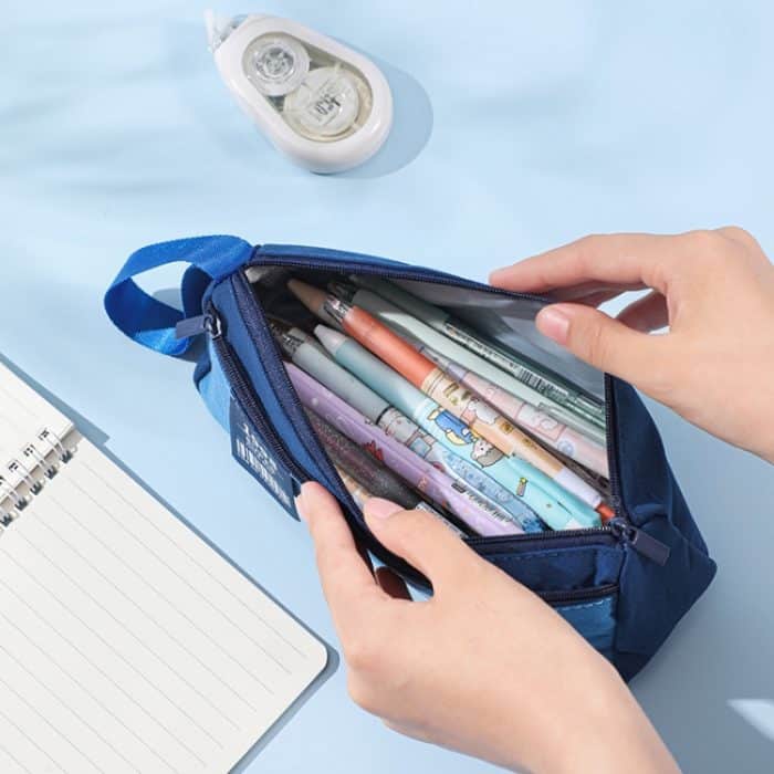 Doppellagiges Federmäppchen im Retro-Dreieck-Design für Schüler – Bild 5