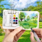 Tragbare Mini-Aquarell-Acrylbox zum Skizzieren, 8 Grids, 15 Grids – Bild 3