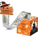 Halloween-Spardose für Bargeld, Geschenk, zum Selbermachen, lustige Urlaubs-Geldkasse, inklusive 50 transparenten Beuteln