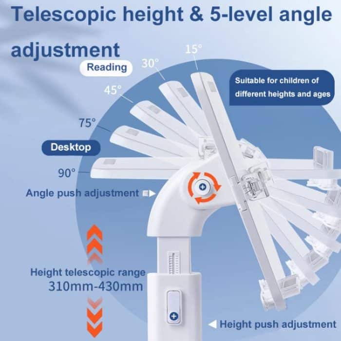 Multifunktionales, einziehbares und winkelverstellbares Lesebücherregal für Kinder, White Basic, Pink Basic, Blue Basic, White Upgrade, Pink Upgrade, Blue Upgrade – Bild 4