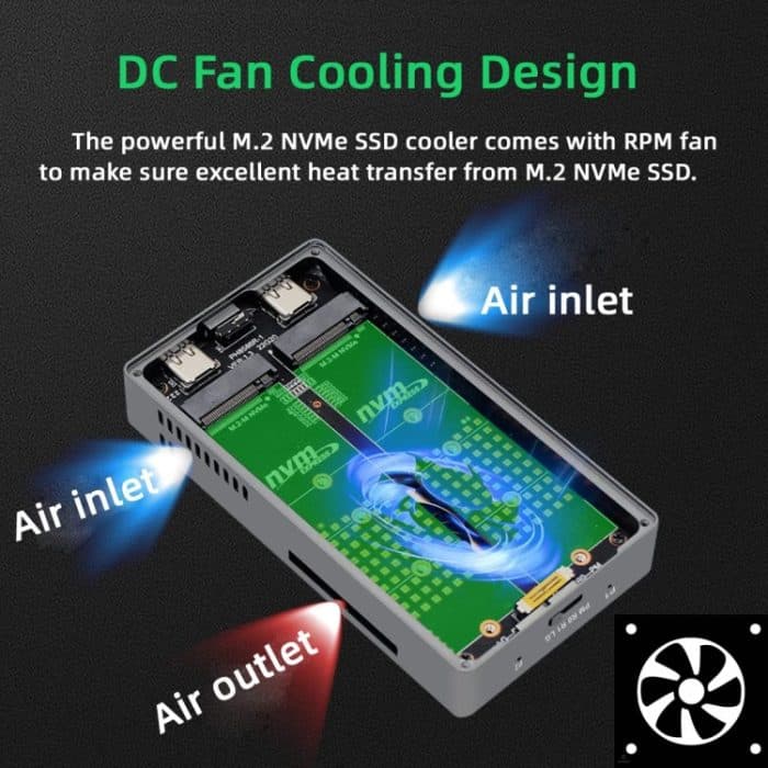 Dual M.2 NVME SSD RAID Array Mobiles Festplattengehäuse Typ-C USB3.2 GEN2x2 20G 586R, PH8586R – Bild 10