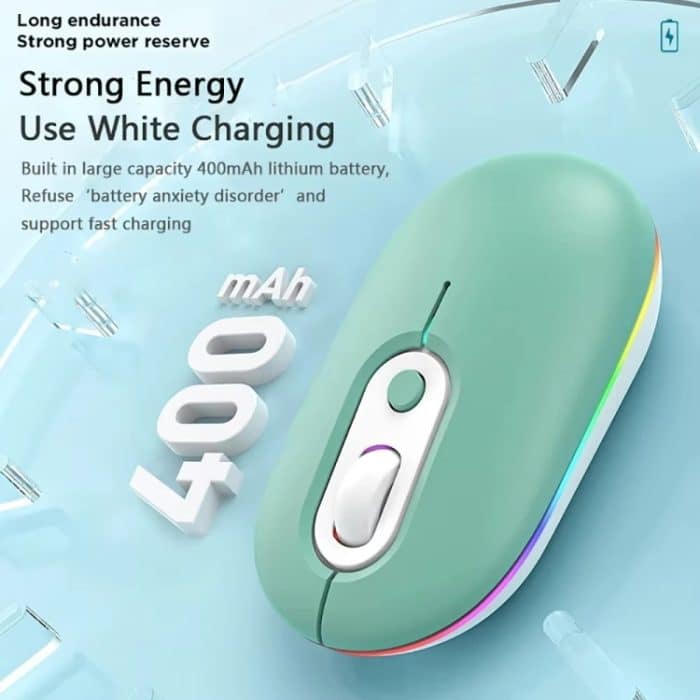 Wiederaufladbare beleuchtete, leise kabellose Maus, 2.4G Pink, 2.4G Blue, 2.4G Green, 2.4G+Bluetooth Pink, 2.4G+Bluetooth Blue, 2.4G+Bluetooth Green – Bild 5