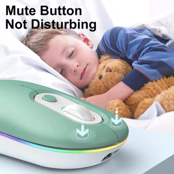 Wiederaufladbare beleuchtete, leise kabellose Maus, 2.4G Pink, 2.4G Blue, 2.4G Green, 2.4G+Bluetooth Pink, 2.4G+Bluetooth Blue, 2.4G+Bluetooth Green – Bild 6