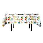 137x183cm Happy Birthday PET Aluminiumfolie Tischdecken Einweg wasserdichte Party dekorative Tischdecke, English White Balloon, English Black Balloon, English Pink Balloon, Spanish Pink Star, Spanish Gold Star, Spanish Rose Star