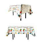 137x183cm Happy Birthday PET Aluminiumfolie Tischdecken Einweg wasserdichte Party dekorative Tischdecke, English White Balloon, English Black Balloon, English Pink Balloon, Spanish Pink Star, Spanish Gold Star, Spanish Rose Star – Bild 7