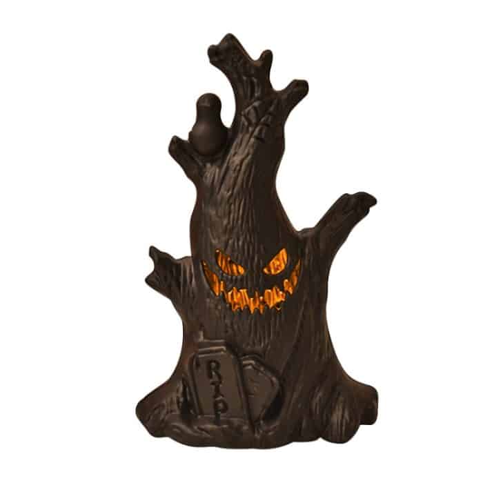 TBD06052653.jpg Halloween Geist Gesicht Baumstumpf Laterne LED Kerze Lichter Dekoration Urlaub Ambiente Ornament – Bild 1