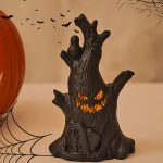 Halloween Geist Gesicht Baumstumpf Laterne LED Kerze Lichter Dekoration Urlaub Ambiente Ornament – Bild 2