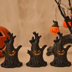 Halloween Geist Gesicht Baumstumpf Laterne LED Kerze Lichter Dekoration Urlaub Ambiente Ornament – Bild 4