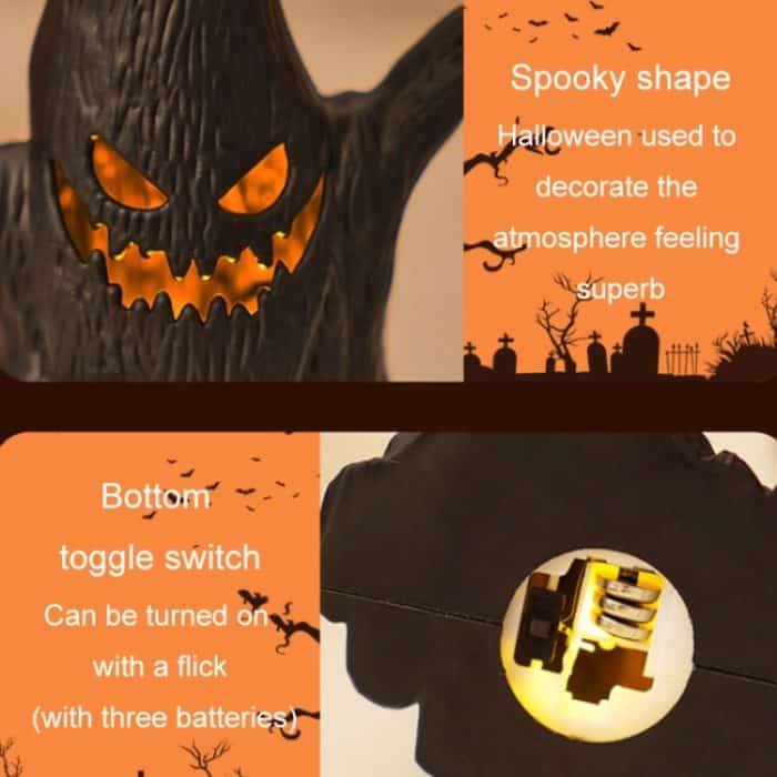 Halloween Geist Gesicht Baumstumpf Laterne LED Kerze Lichter Dekoration Urlaub Ambiente Ornament – Bild 5