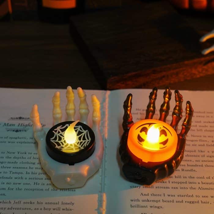 Halloween LED Kerzenlicht Geist Festival Dekoration Palm Rest Nachtlicht Horror Layout Prop, Palm Rest (White), Palm Rest (Black) – Bild 4