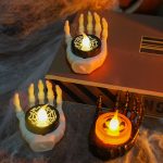 Halloween LED Kerzenlicht Geist Festival Dekoration Palm Rest Nachtlicht Horror Layout Prop, Palm Rest (White), Palm Rest (Black) – Bild 5