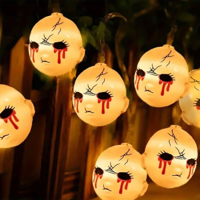 LED Halloween Dekoration Atmosphäre Layout Ghost Face Light String, 1.5m 10 LEDs Always On, 3m 20 LEDs Flashing, 6m 40 LEDs Flashing – Bild 7