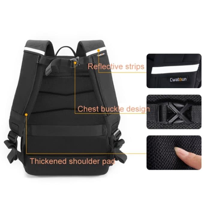 Cwatcun D132 DSLR-Kamera-Rucksack, Hartschalen-Crashproof, wasserdicht, Dekompressions-Schulter-Fototasche, 1st Generation Large Black, 2nd Generation Large Black – Bild 9