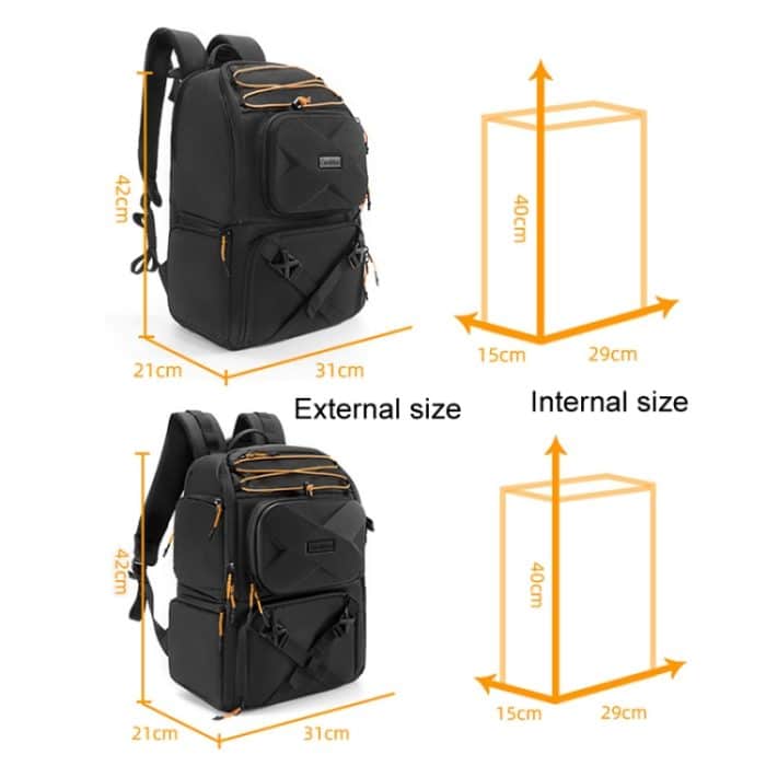 Cwatcun D132 DSLR-Kamera-Rucksack, Hartschalen-Crashproof, wasserdicht, Dekompressions-Schulter-Fototasche, 1st Generation Large Black, 2nd Generation Large Black – Bild 2