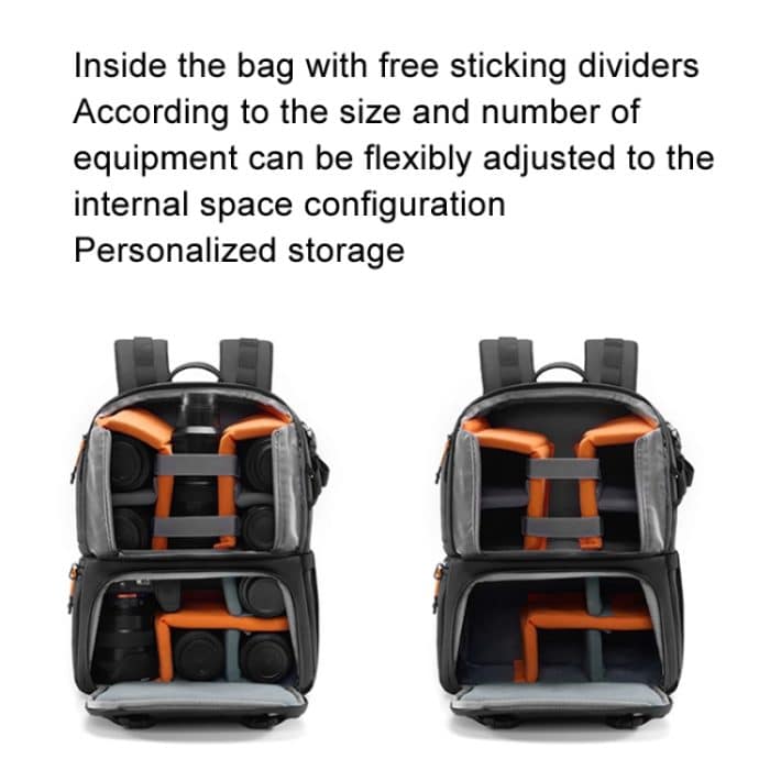 Cwatcun D132 DSLR-Kamera-Rucksack, Hartschalen-Crashproof, wasserdicht, Dekompressions-Schulter-Fototasche, 1st Generation Large Black, 2nd Generation Large Black – Bild 3