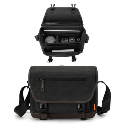 Cwatcun D142 Vintage Kameratasche, Schultertasche, Messenger Bag, Kamera, digitale Aufbewahrungstasche, Small Black, Medium Black, Large Black