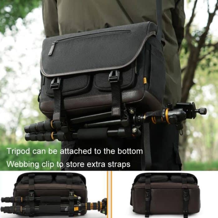 Cwatcun D142 Vintage Kameratasche, Schultertasche, Messenger Bag, Kamera, digitale Aufbewahrungstasche, Small Black, Medium Black, Large Black – Bild 10
