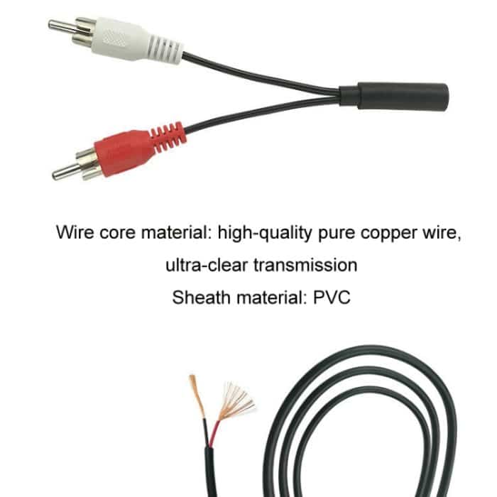 Audiokabel 3,5 mm Buchse auf 2 RCA Doppellotuskopf-Lautsprecheranschlusskabel, 3.5mm Female To 2 RCA – Bild 5