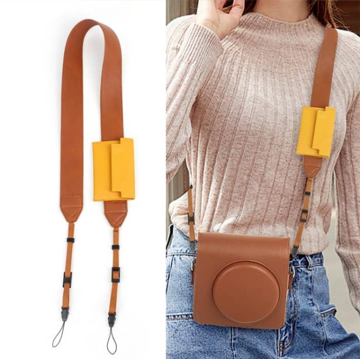 Universeller Schultergurt aus PU-Leder für SLR-Kameras mit Kartenhalter – Bild 2