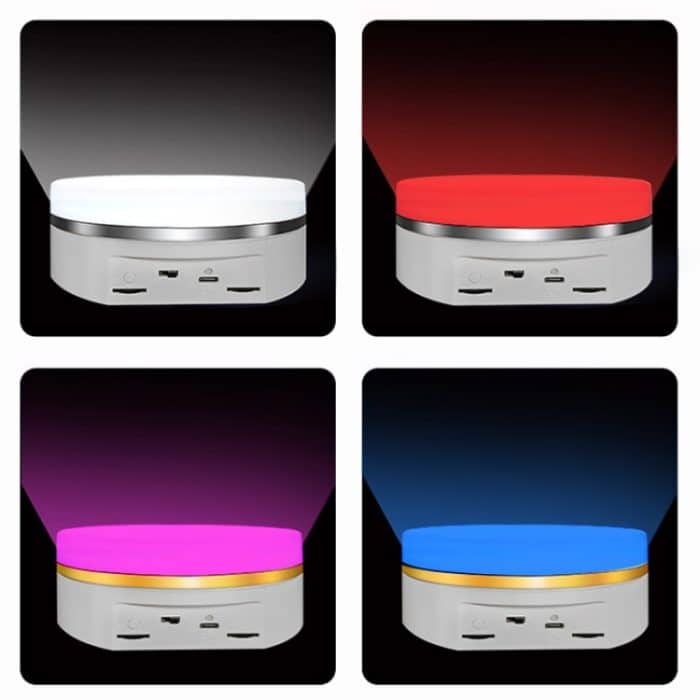 Intelligentes, buntes Licht, elektrische Geschwindigkeitsregelung, runder, um 360 Grad drehbarer Platten-Anzeigetisch, White Plug-in, White Charging – Bild 6