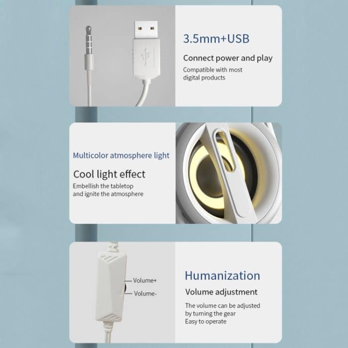 K1 Mini-Desktop-Computer Kabelgebundene Lautsprecher USB-Subwoofer-Lautsprecher, Standard Edition White, Standard Edition Black, Standard Edition Light Blue, Standard Edition Purple, Light Edition White, Light Edition Black, Light Edition Light Blue... – Bild 7