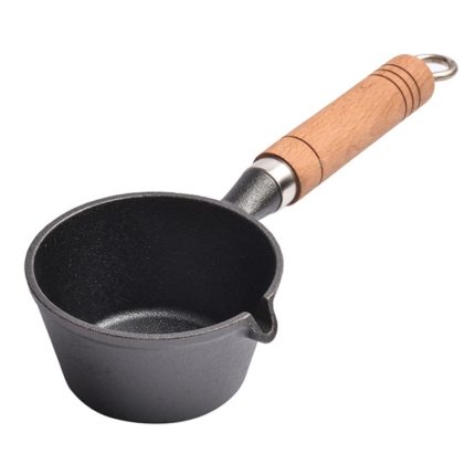 Mini Hot Oil Bratpfanne Holzgriff Gusseisen Topf Haushalt Omelettpfanne, 11x5cm, 11x6cm, 13x6cm