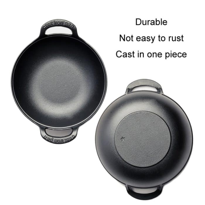 Gusseisen Bratpfanne Schmortopf Universal Unbeschichtet Antihaft-Kasserolle, 20cm, 25cm, 27cm – Bild 3