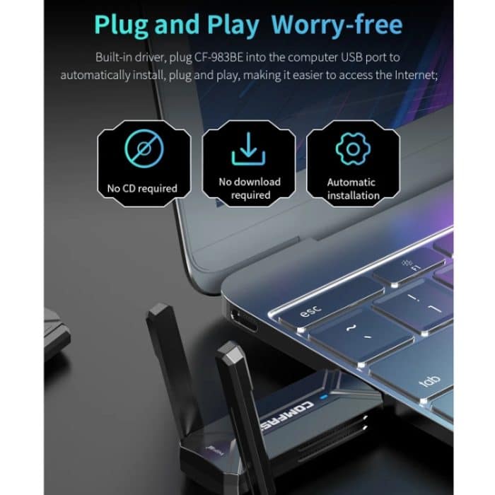 COMFAST CF-983BE WiFi7 Tri-Band 6500Mbps USB Wireless Netzwerkadapter PC Netzwerkkarte – Bild 7