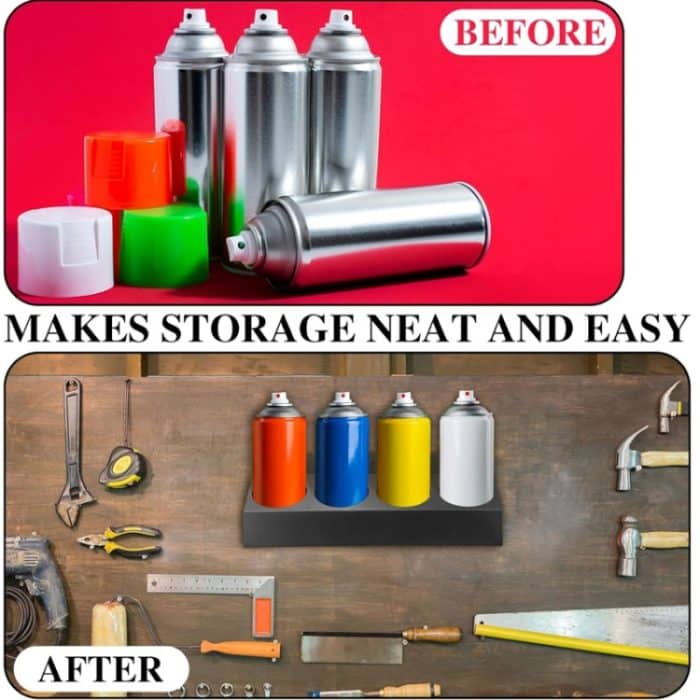 Wandmontierter Sprühdosenhalter aus Metall mit 4 Dosen Fassungsvermögen für die Lagerung in Garagen, geschlossenen Anhängern, Werkstätten und Arbeitsbereichen, YH001 – Bild 4