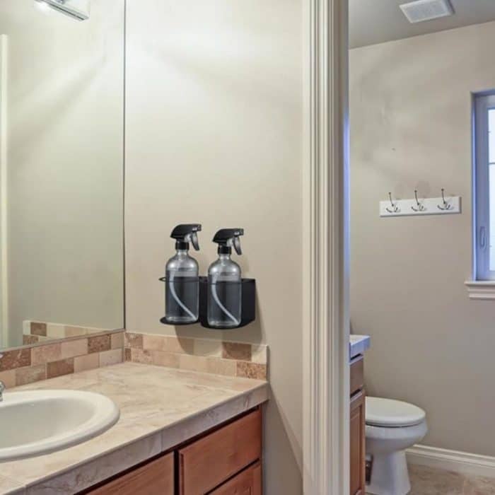 An der Wand befestigter Metalldoppelloch-Sprühdosenhalter für die Aufbewahrung von Sprühdosen in der Garage, Double Hole – Bild 2