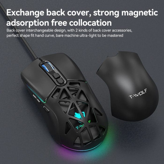 T-WOLF G520 7-Tasten RGB Marquee Honeycomb Hollow Gaming-Maus mit Kabel – Bild 7