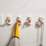 Home Cartoon Chef Netzkabel Organizer Küche Lagerung Leistungsstarke Klebrige Haken, Milk, Bread, Beer, Roast Chicken – Bild 2