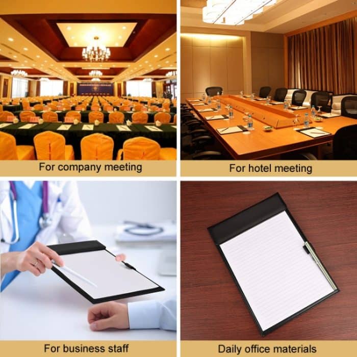 Leder A4 Meeting Clip Pad Business Office Dokument Clip Board Haftnotiz Clip Schreibblock – Bild 6