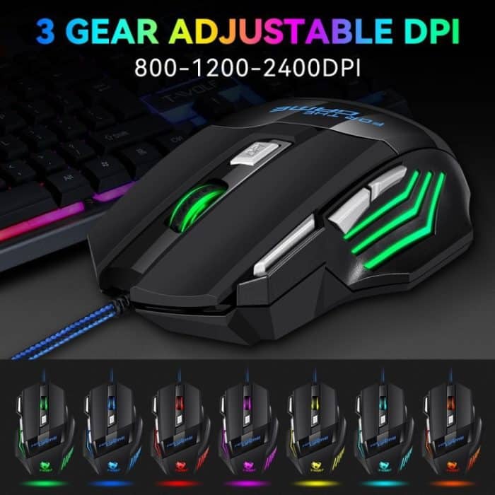T-WOLF M1 7-Tasten RGB Atmosphärenlicht USB-Gaming-Maus mit Kabel – Bild 6