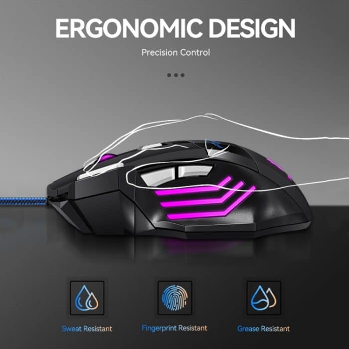 T-WOLF M1 7-Tasten RGB Atmosphärenlicht USB-Gaming-Maus mit Kabel – Bild 7