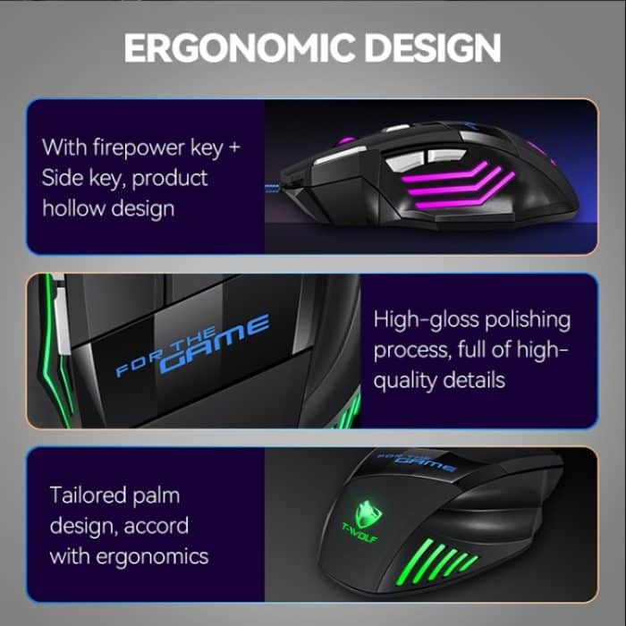 T-WOLF M1 7-Tasten RGB Atmosphärenlicht USB-Gaming-Maus mit Kabel – Bild 8