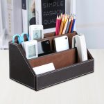 Desktop Schreibwaren Box Multi-funktionale PU Leder Hause Fach Diverse Organizer Lagerung Box, 24x13.5x12cm – Bild 2