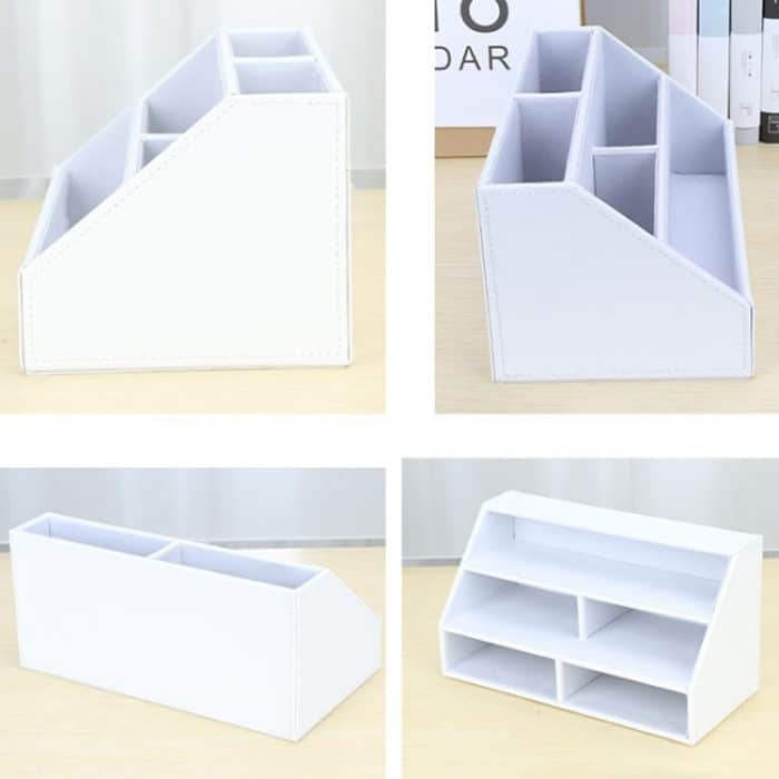 Desktop Schreibwaren Box Multi-funktionale PU Leder Hause Fach Diverse Organizer Lagerung Box, 24x13.5x12cm – Bild 3