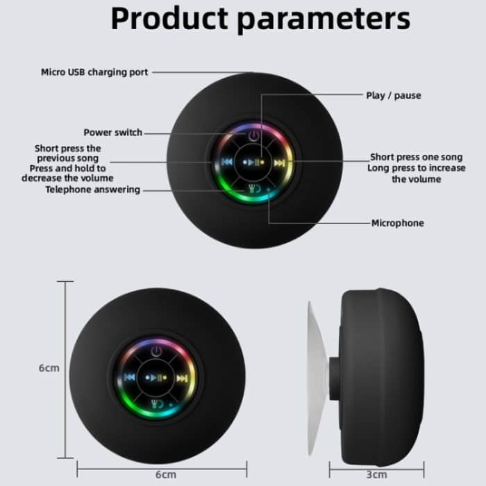 BT-07 Tragbarer, großer, wasserdichter Bluetooth-Lautsprecher mit Saugnapf für das Badezimmer – Bild 6