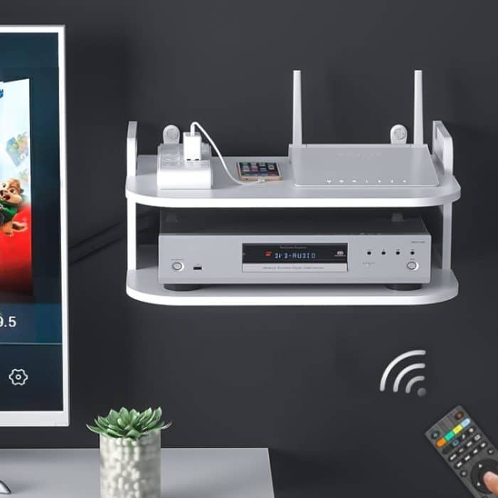 Wohnzimmer Projektor Halter Hause Wand-Montiert No-Punch Aushöhlen Set-Top Box Regal, 30cm – Bild 2