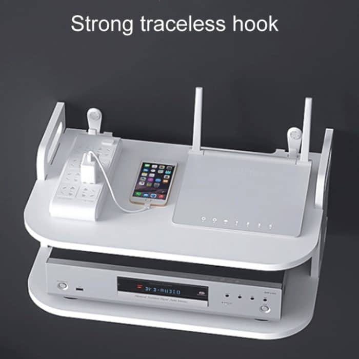 Wohnzimmer Projektor Halter Hause Wand-Montiert No-Punch Aushöhlen Set-Top Box Regal, 30cm – Bild 6