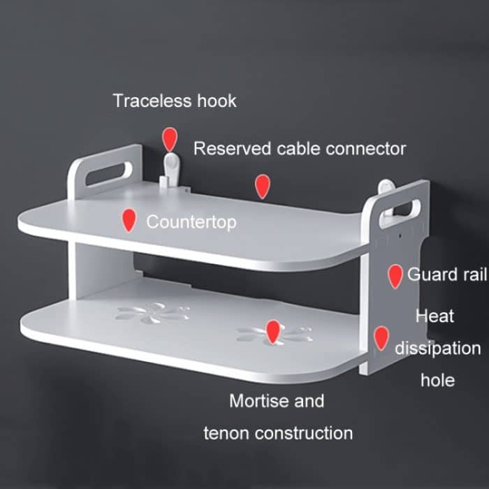 Wohnzimmer Projektor Halter Hause Wand-Montiert No-Punch Aushöhlen Set-Top Box Regal, 30cm – Bild 9