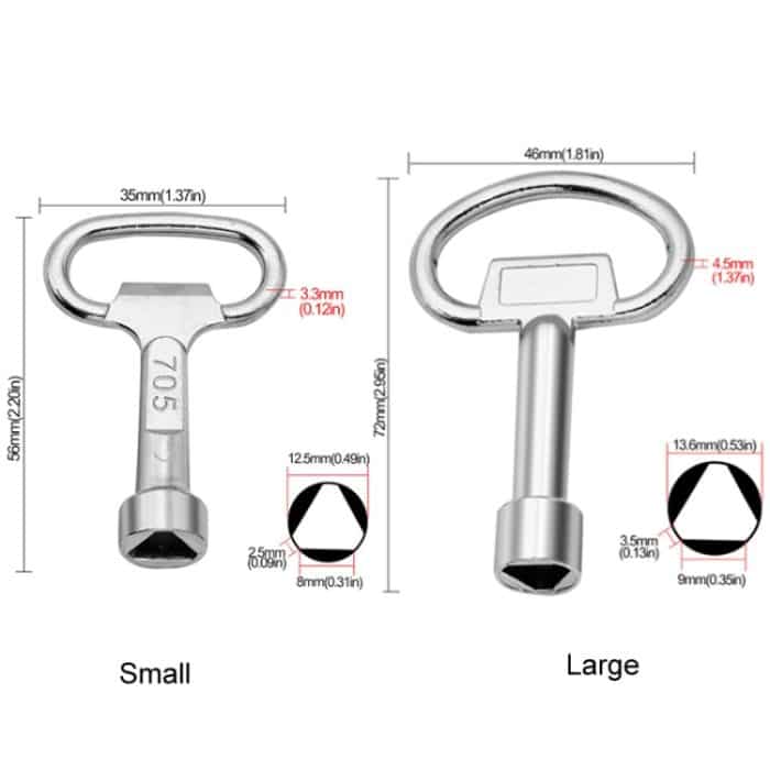 5 Stück Wasserventil-Chassis-Dreikantschlüssel, Large, Small – Bild 3
